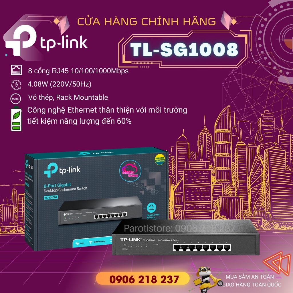 Bộ chia mạng Switch 8 cổng Gigabit TP-Link TL-SG1008 vỏ thép - PAROTISTORE