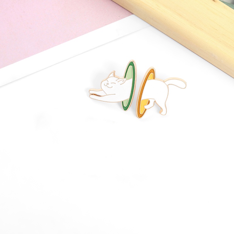 Trâm cài áo QIHE JEWELRY hình chú mèo hoạt hình thích hợp làm quà tặng bạn bè