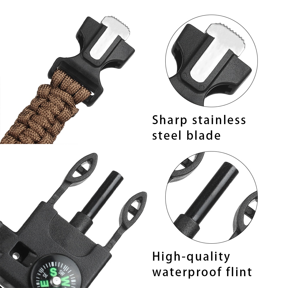 DAPHNE Rigid Buckle Umbrella Rope Bracelet Camping Chain Survival Bracelet Adventure 5 in 1 Lifeline Outdoor Multi-functional/Multicolor