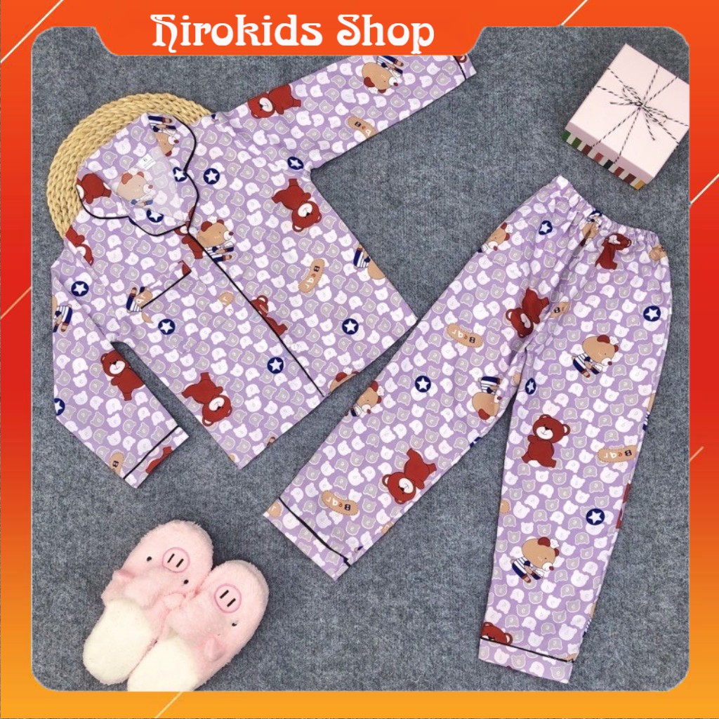 Đồ bộ mặc nhà Pijama bé gái dài tay nhiều hình dễ thương vải thoáng mát (20-35kg)