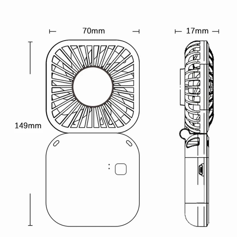 Quạt Điện Mini Cầm Tay Để Bàn 3 Tốc Độ Tùy Chỉnh Kèm Dây Cáp Sạc USB Tiện Dụng