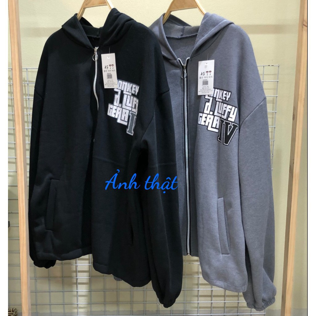 ÁO KHOÁC NỈ MONKEY D LUFFY :herb: HOODIE ZIP MONKEY NAM NỮ HÀN QUỐC 2 mặt