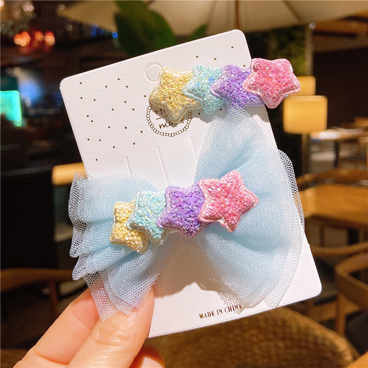 [HCM] Set 2/4 kẹp tóc nơ ngôi sao kim tuyến cực xinh phong cách Hàn Quốc - Selenshop