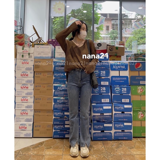 quần jeans ống đứng style ulzzang lưng ( cạp ) siêu cao, co giãn tốt | BigBuy360 - bigbuy360.vn