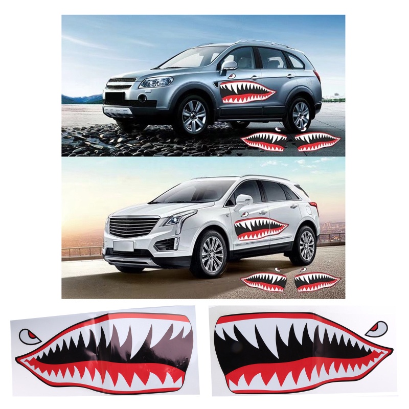 Set 2 Miếng Dán Trang Trí Hình Hàm Răng Cá Mập A-10 Warthog Độc Đáo