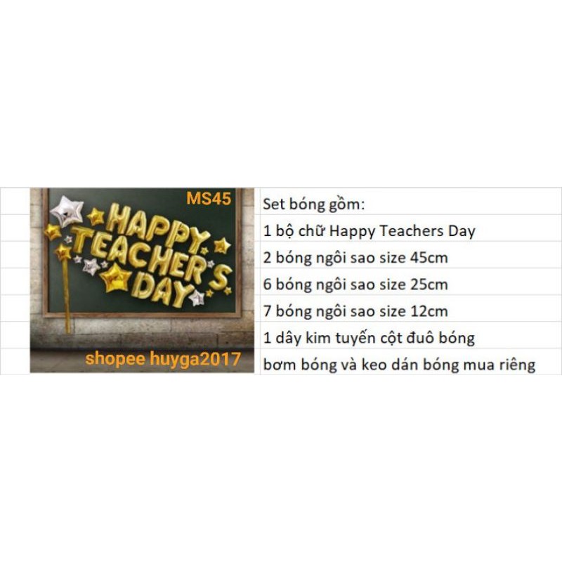 ( TẶNG KÈM BƠM KEO ) SET BÓNG NGÀY NHÀ GIÁO VIỆT NAM 20/11 TEACHER DAY