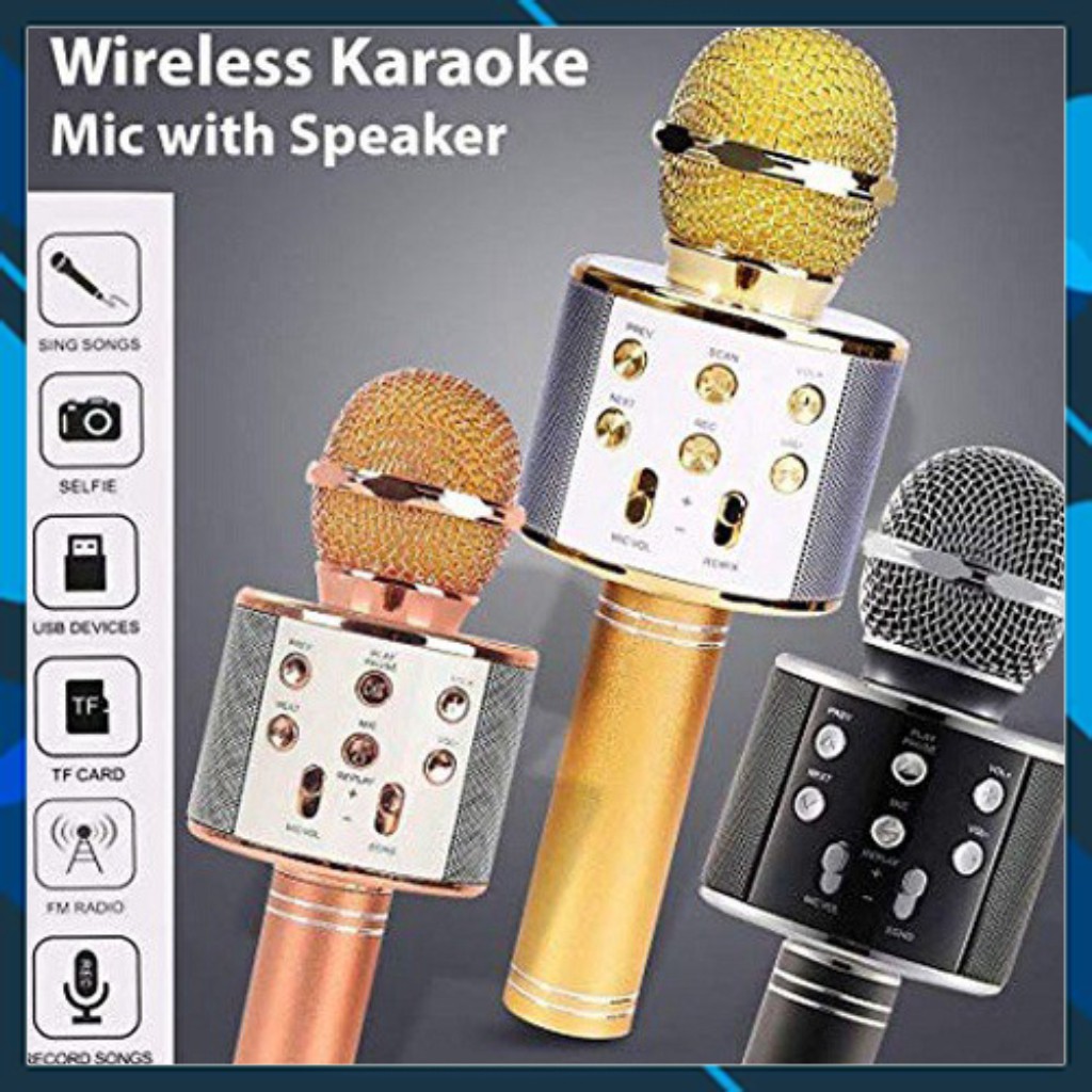Míc hát karaoke (Xả Kho) Míc bluetooth WS-858 ĐA NĂNG 6 TRONG 1 HÁT KARAOKE, BẢO HÀNH 3 THÁNG Sản phẩm chất lượng