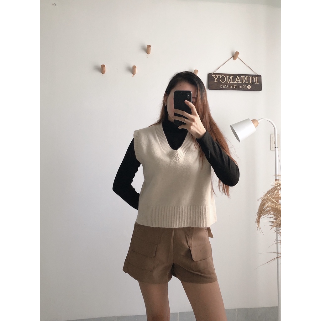 Quần short nữ, quần short vải vintage ⚡ CAO CẤP ⚡ quần đùi nữ túi hộp phong cách Hàn Quốc - Q03 | BigBuy360 - bigbuy360.vn