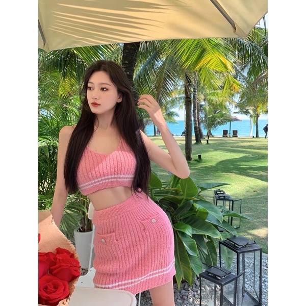 Nguyên set len hai dây dày dặn đi biển đi chơi phong cách retro 💕