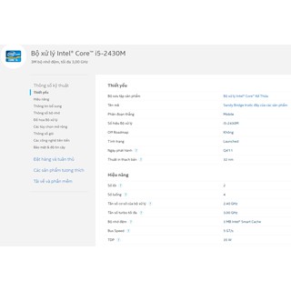 CPU Intel Core i5 2430M laptop, hàng tháo máy