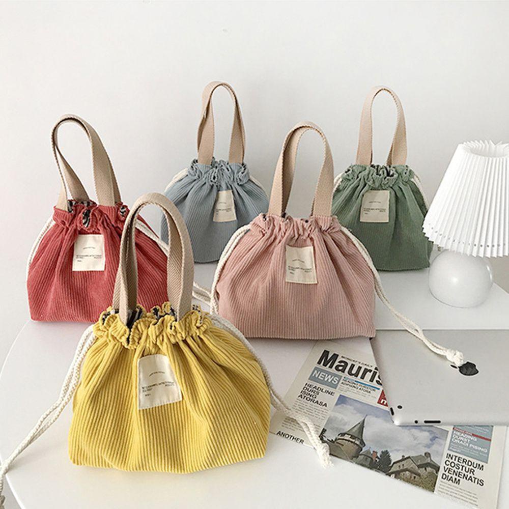 Túi Tote Vải Nhung Cotton Thân Thiện Với Môi Trường Dây Rút Giữ Nhiệt Dễ Thương