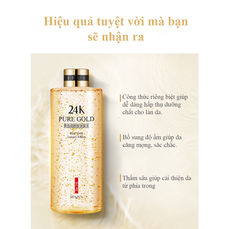Toner Nước cân bằng tinh chất Gold 24K VENZEN chai 300ml nội địa Trung