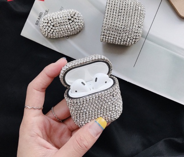 Case Airpod 1/2/Pro, đính đá, tai nghe bluetooth không dây, đính cườm sắc sảo,  3 màu lựa chọn | BigBuy360 - bigbuy360.vn