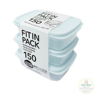 Hộp nhựa nắp dẻo 150ml 300ml, 600ml - 1350ml  Fitin Pack (màu xanh Mint) nội địa Nhật Bản