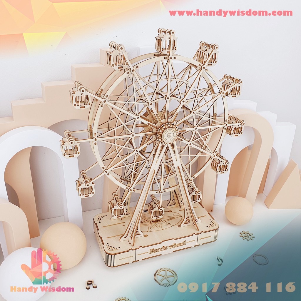 Mô hình hộp nhạc gỗ - Đu quay - Robotime Ferris Wheel TGN01