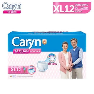 Tã Quần Người Lớn Caryn Mỏng Nhẹ Chống Tràn Size XL 12 Miếng (Dành Cho Người Già Có Thể Tự Đi Lại Được)