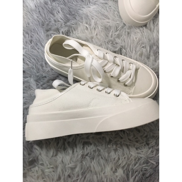 Giày thể thao canvas đế bánh mì đạp gót kèm ảnh thật