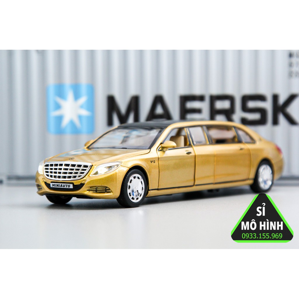 [ Sỉ Mô Hình ] Mô hình xe Limo Mercedes Maybach S650 Pullman 1:32 Vàng