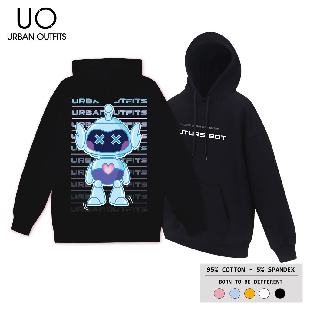 Áo Hoodie Nam Nữ Form Rộng URBAN OUTFITS In Future Bot HOO08 Chui Đầu Thun Cotton Nỉ Local Brand