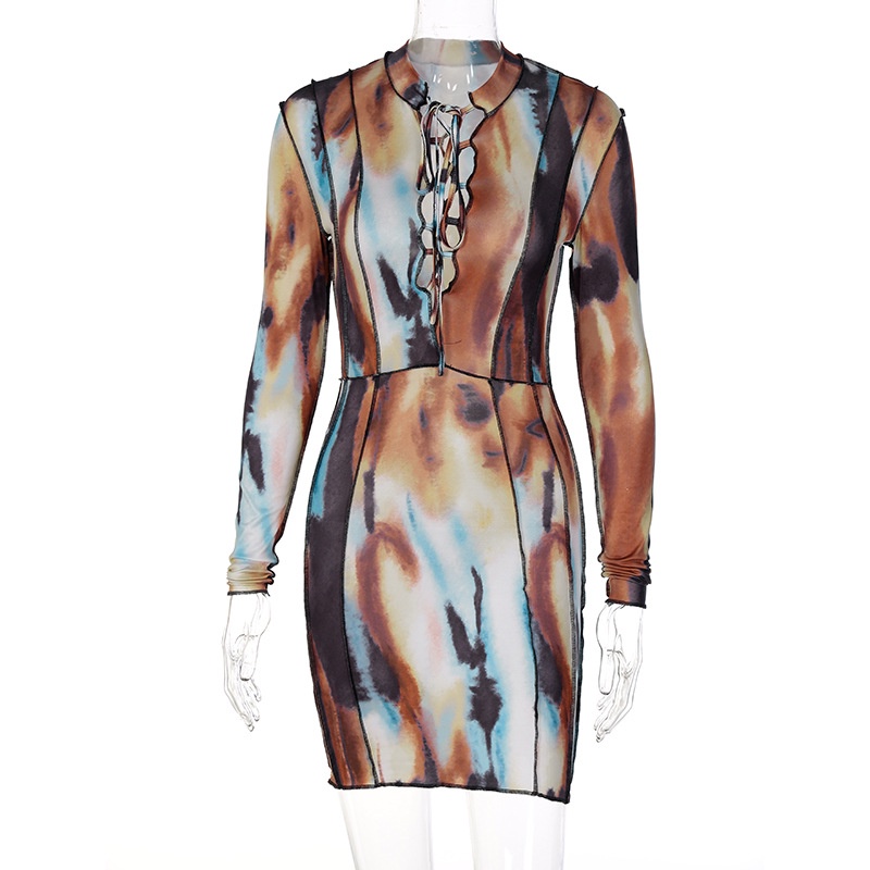 Váy dài tay in hình thời trang cho nữ