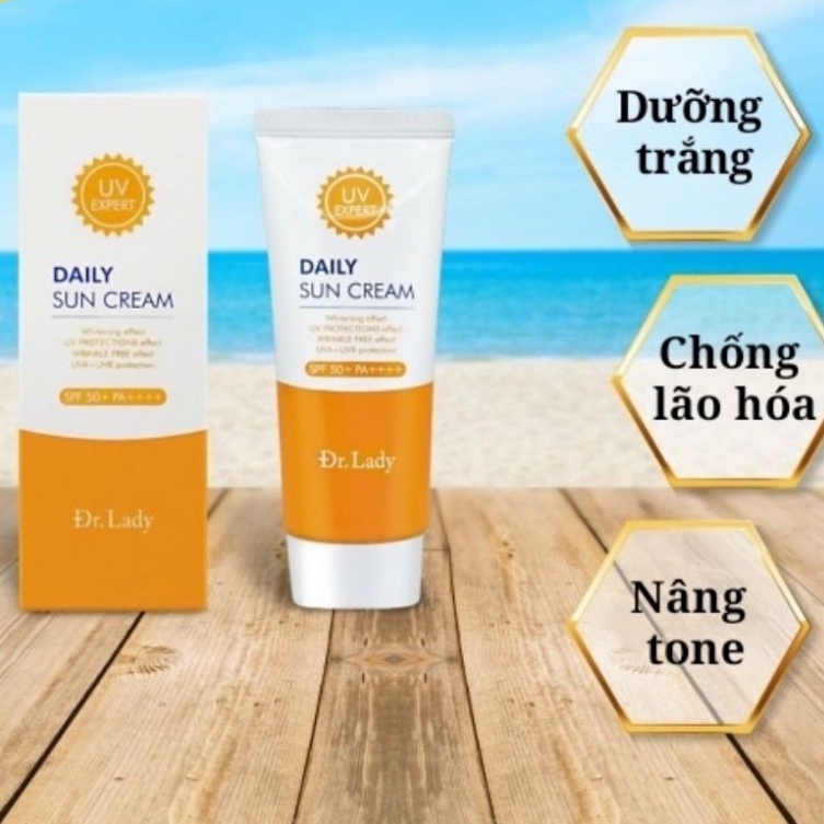 [Giá sỉ] Kem chống nắng DAILY SUN CREAM 3 IN 1 SPF50+ PA ++++ 60ML kiềm dầu, nâng tone, dưỡng trắng