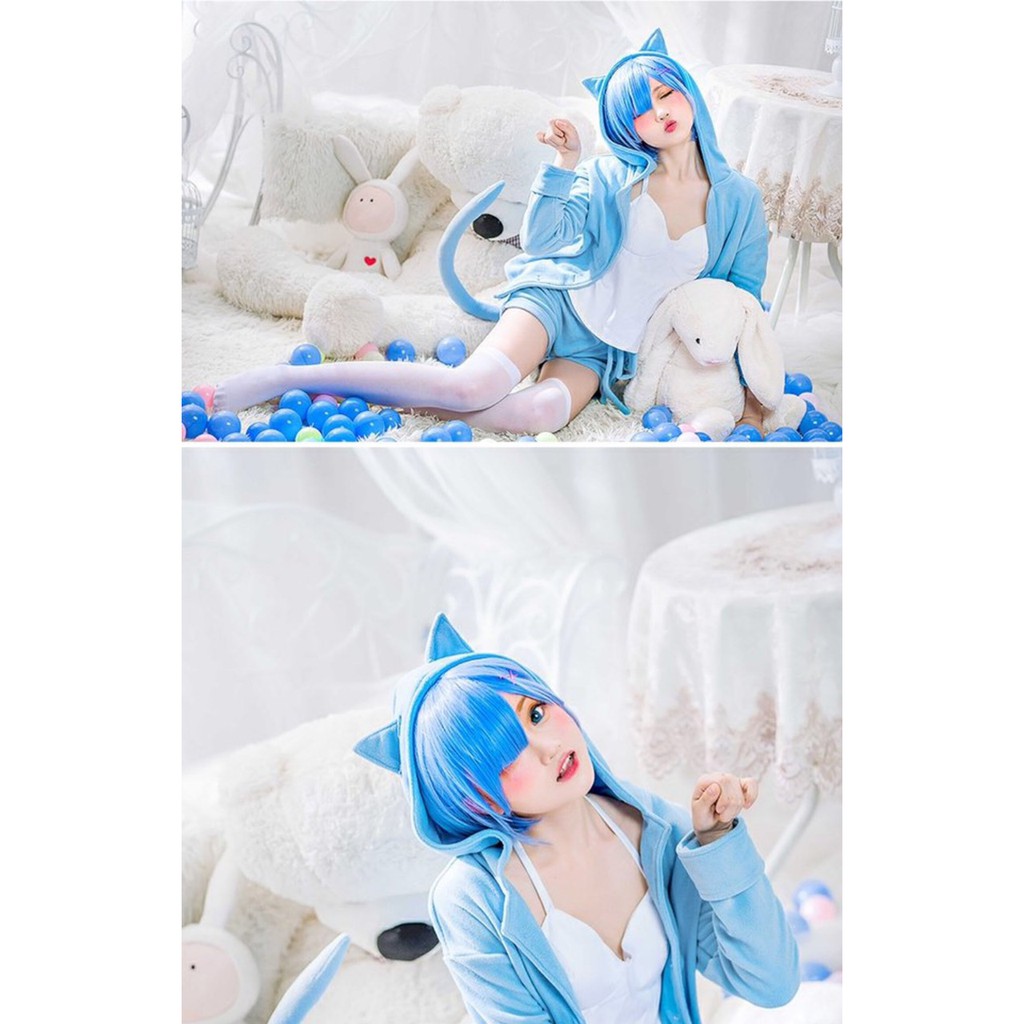 Set cosplay Rem Ram ver đồ ngủ