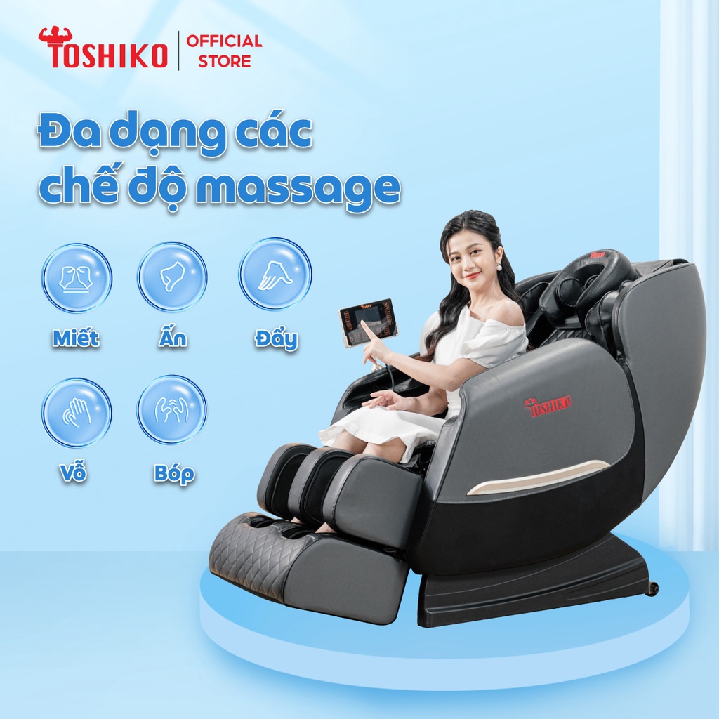 [Con lăn 4D] Ghế massage toàn thân Toshiko T9 công nghệ điều khiển giọng nói và con lăn di chuyển giúp thư giãn tại nhà