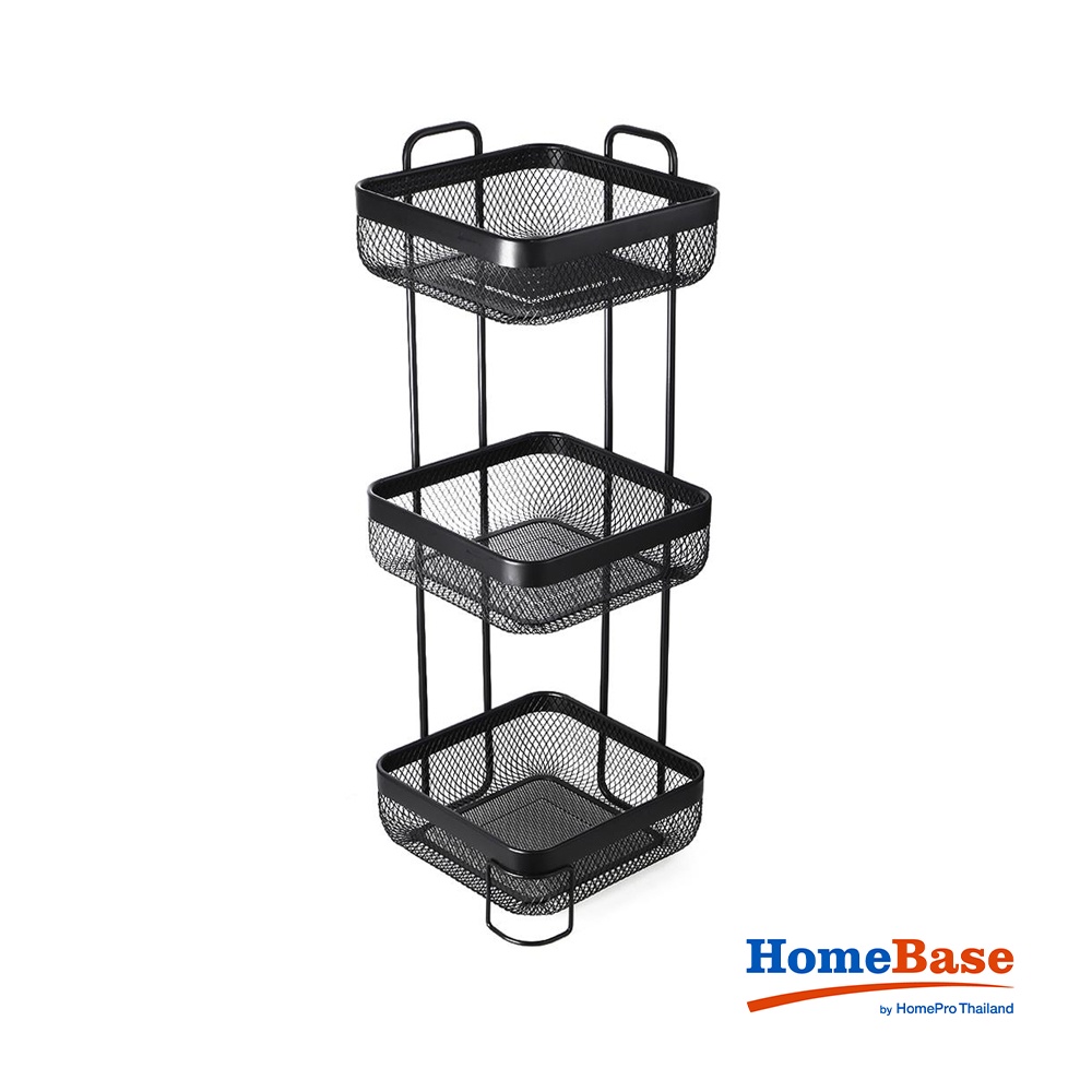 HomeBase MOYA Giá nhà tắm 3 tầng bằng thép KM005A W25.5xD25.5xH70.5 Cm màu đen