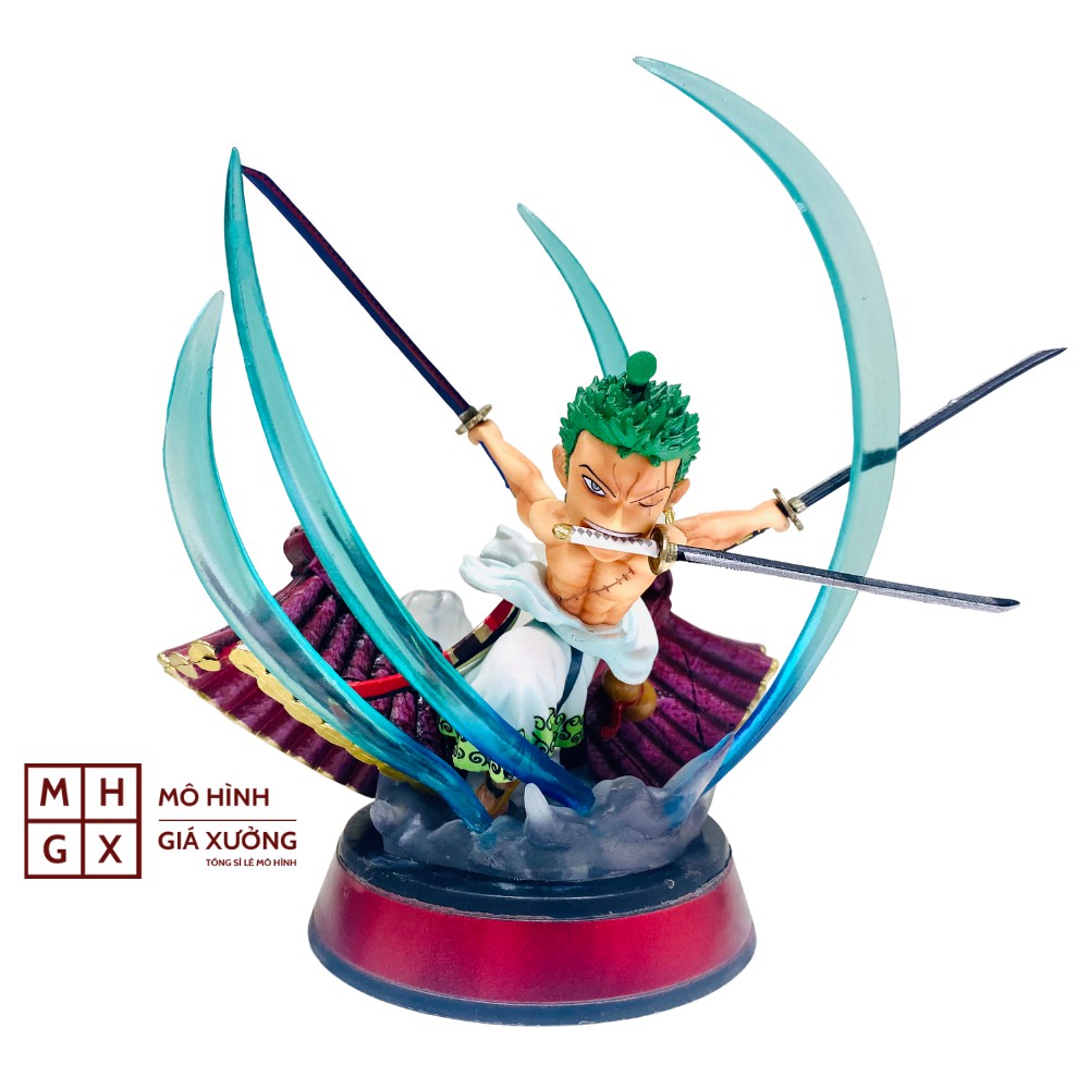 Mô hình One Piece Zoro cởi trần wano trên mái cao 14cm , trạng thái chiến đấu , figure mô hình one piece giá xưởng