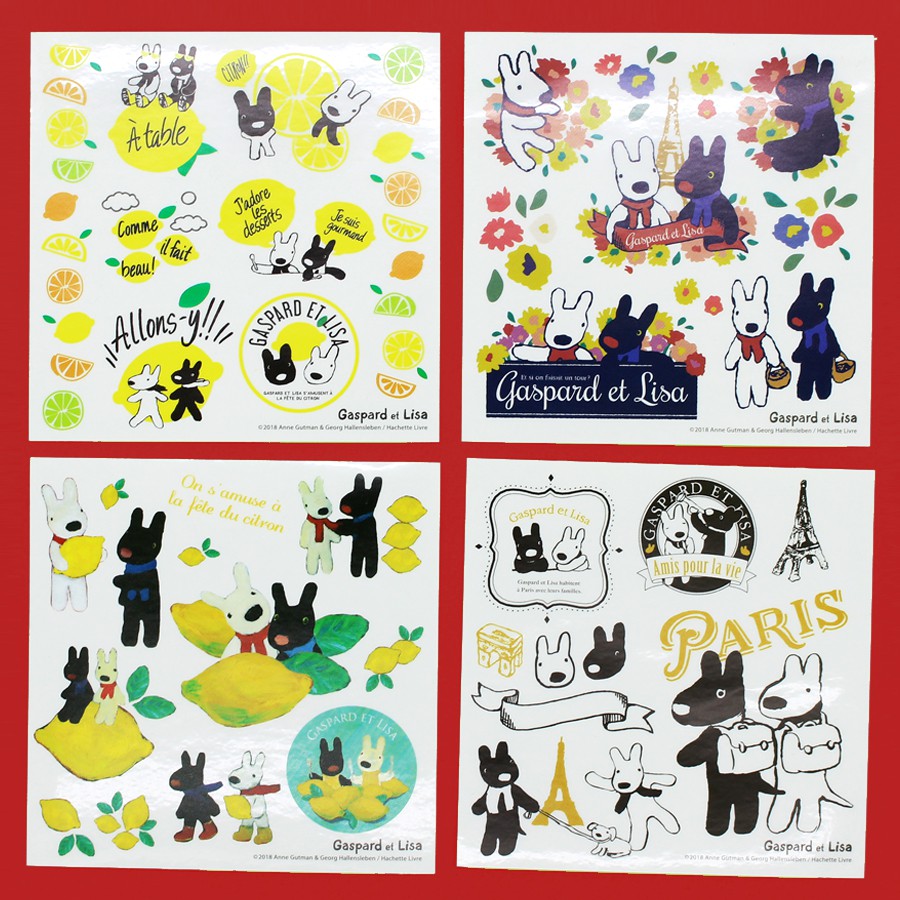 Miếng dán tự làm Gaspard et Lisa 1 gói 10 tờ / Nhãn dán văn phòng phẩm trang trí (10x10cm)