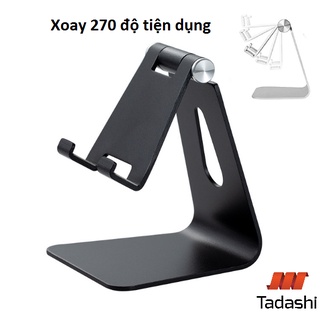 Giá Đỡ Điện Thoại, Máy Tính Bảng Kim Loại Nguyên Khối Để Bàn Tiện Dụng, Xoay 270 Độ, Chắc Chắn