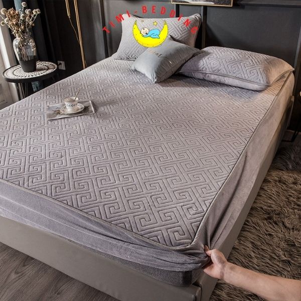 Bộ ga gối nỉ nhung trải giường thương hiệu cao cấp dày đặn, ấm áp - Timibedding