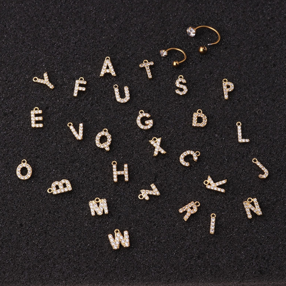 Khuyên Tai Thép Không Gỉ Hình 26 Chữ Cái Đính Đá Zircon