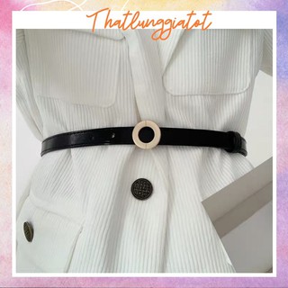 Thắt lưng mảnh bản nhỏ mặt tròn, belt váy da xinh bản 1.8cm TL409 - Thắt Lưng Giá Tốt