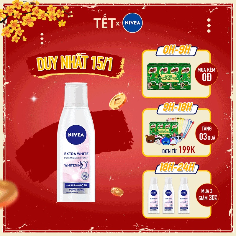 Nước hoa hồng Nivea giúp dưỡng trắng da &amp; se khít lỗ chân lông (200ml) 86720