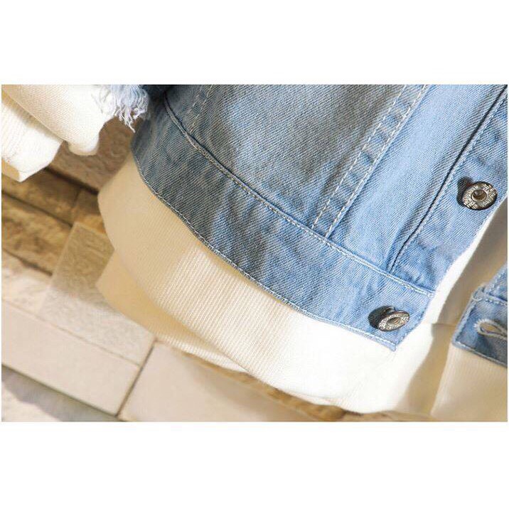 "Hàng Loại 1" Áo Khoác JEAN Nam Tay Nỉ Mũ Nỉ Phối Áo Thun | BigBuy360 - bigbuy360.vn