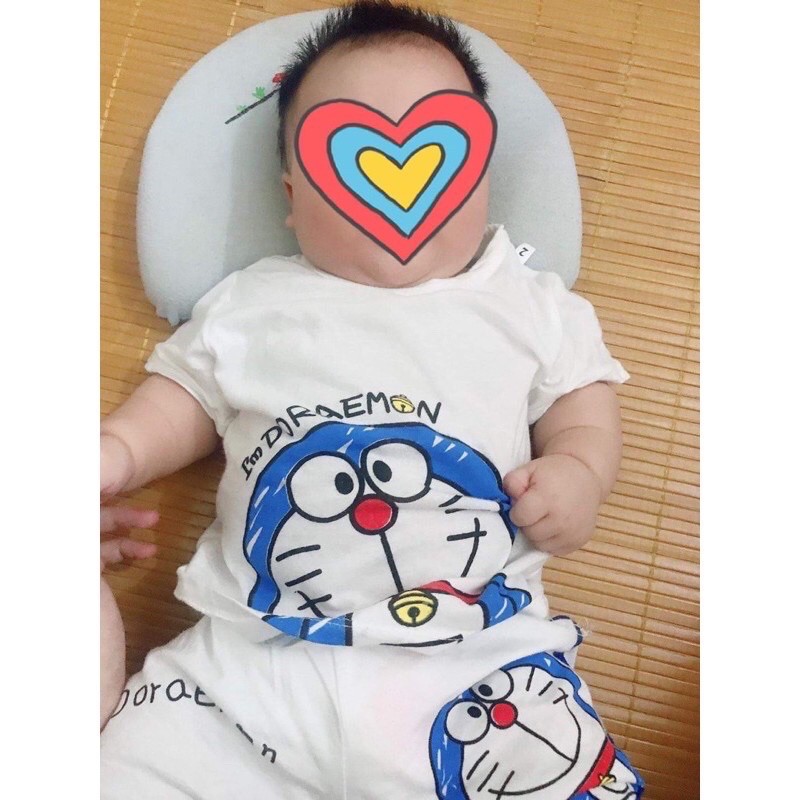 Bộ quần áo bé trai bé gái hoạ tiết doremon
