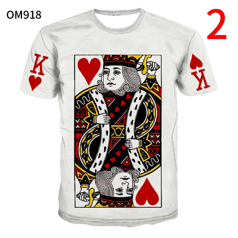 Áo Thun Tay Ngắn Cổ Tròn In Hình Lá Bài Tây 3D Thời Trang Cho Nam Size S~5XL 2022