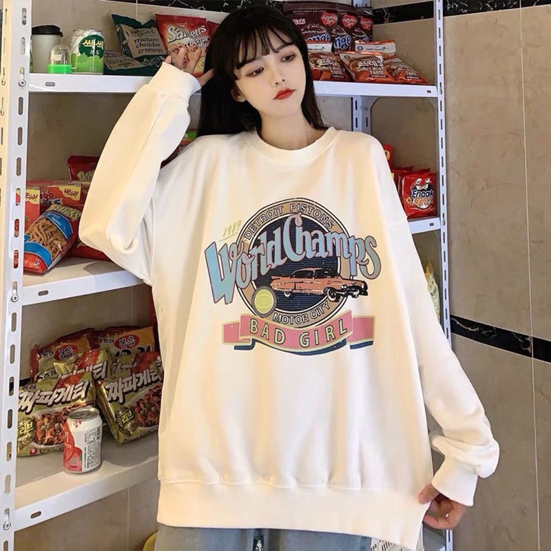 Áo Sweater Nữ Dài Tay Cổ Tròn Dáng Rộng Thiết Kế Mới Thời Trang Theo Phong Cách Hàn Quốc