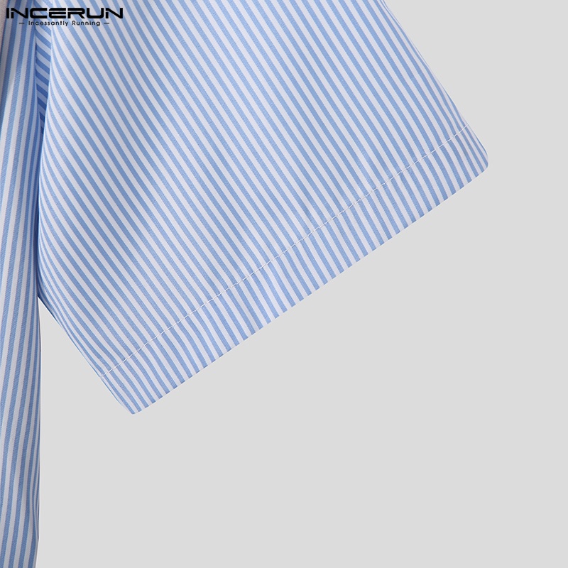 Áo sơ mi INCERUN ngắn tay giả hai lớp thời trang mùa hè dành cho nam