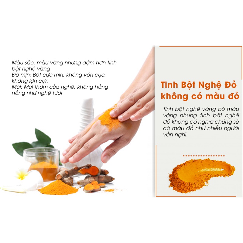 454Gr Tinh bột nghệ đỏ không pha hỗ trợ tiêu hóa, đau dạ dày, trắng da, giảm tàn nhang, thâm nám