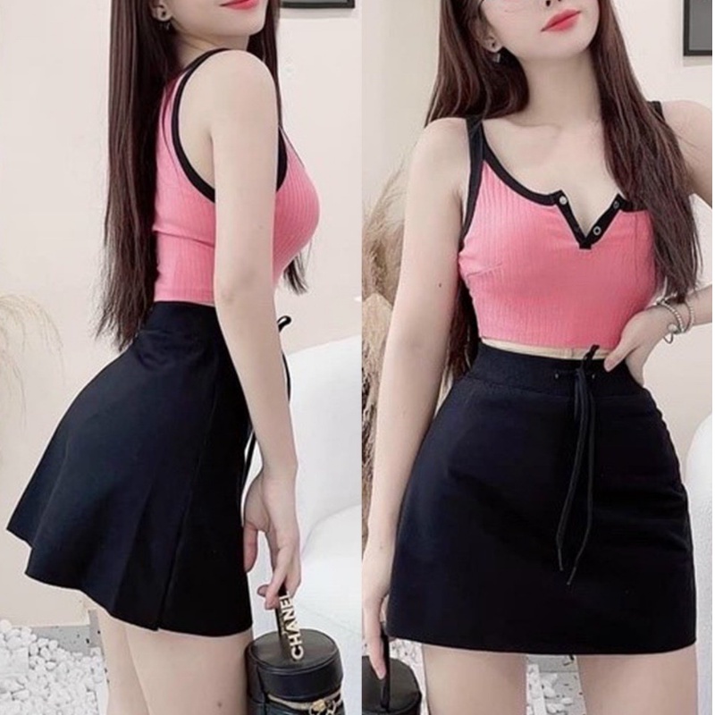 Chân váy chữ A dáng ngắn thể thao hack dáng chất thun da cá co giãn cạp chun phong cách Hàn quốc CV36