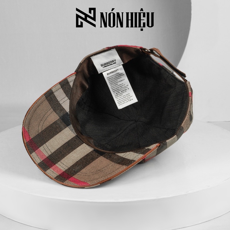 Mũ lưỡi trai - Nón Bucket phối viền da hoạ tiết Burberry MADE IN BANGLADESH Full Tem Mark hãng