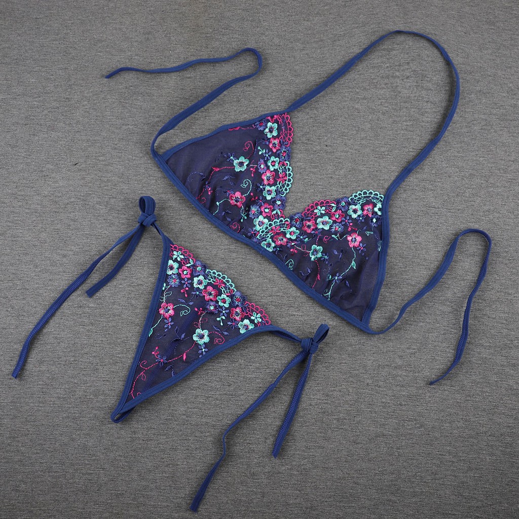 Bộ đồ lót lọt khe lưới thêu hoạ tiết sexy - Bộ đồ lót lưới thêu AQ063 | BigBuy360 - bigbuy360.vn