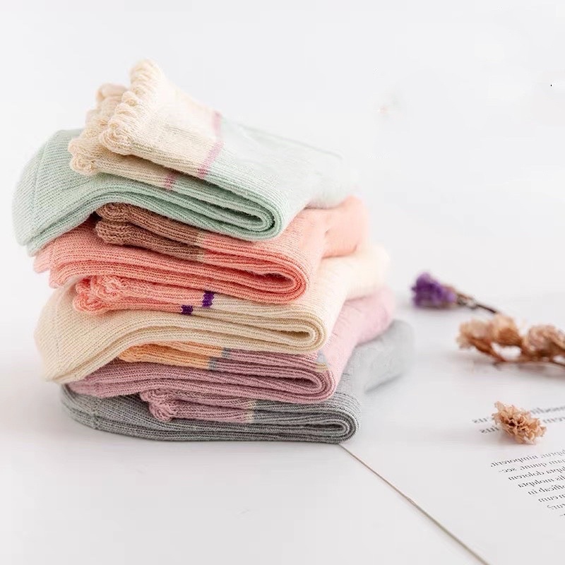 BÁN SỈ COMBO 10 ĐÔI TẤT CAO CỔ VIỀN BÈO BÉ GÁI