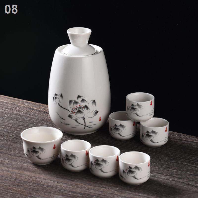 Bình rượu nóng ấm bộ tách gốm vàng hơn trắng ly