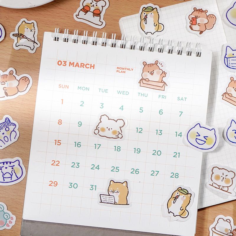 Set 40 sticker nhãn dán animal động vật dễ thương