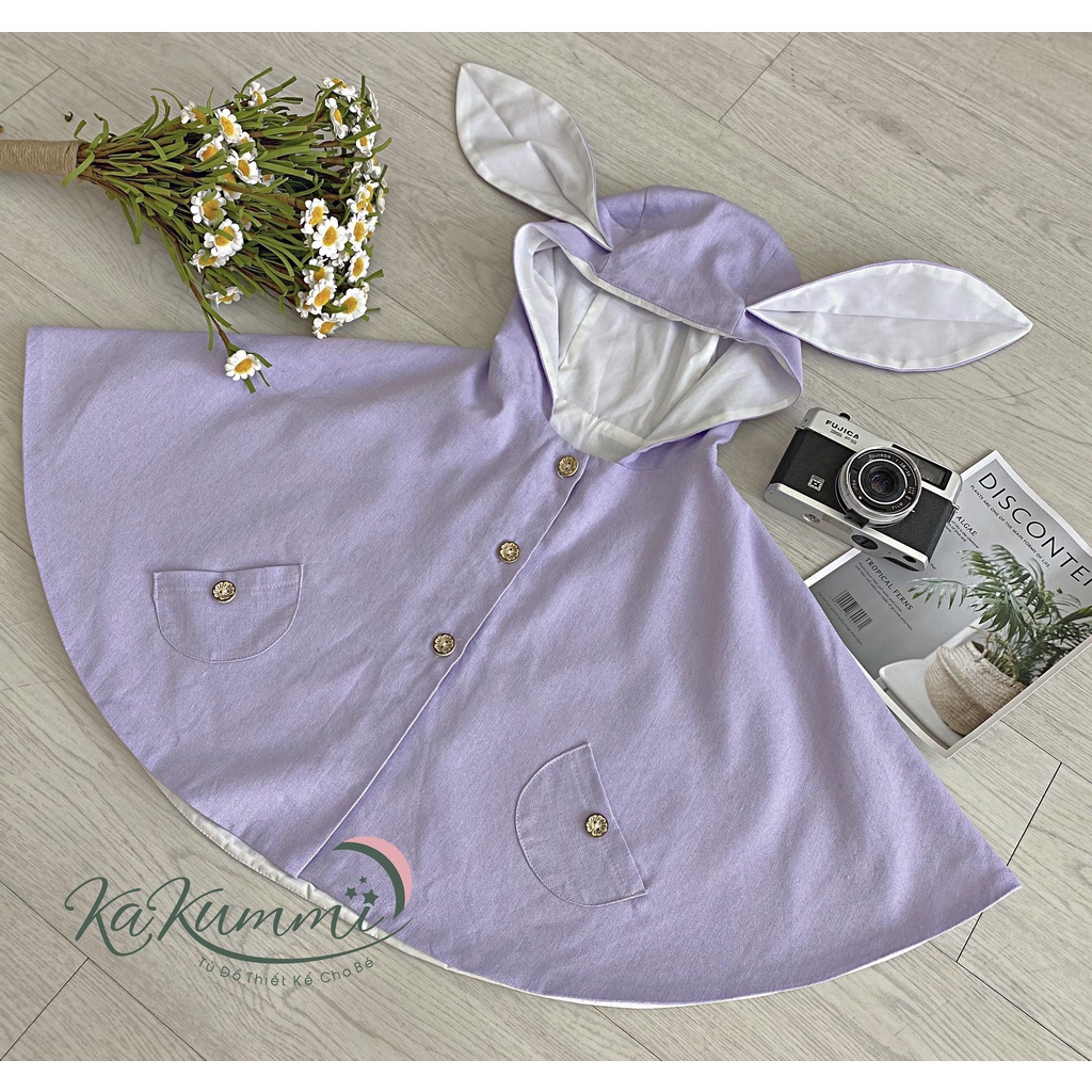 Áo choàng chống nắng cho bé chống tia UV, áo choàng chống nắng Linen 2 lớp thiết kế Kakummi