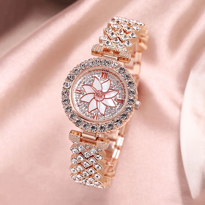 Set 2 Đồng Hồ Đeo Tay Và Vòng Đeo Tay Đính Đá Thời Trang Cho Nữ