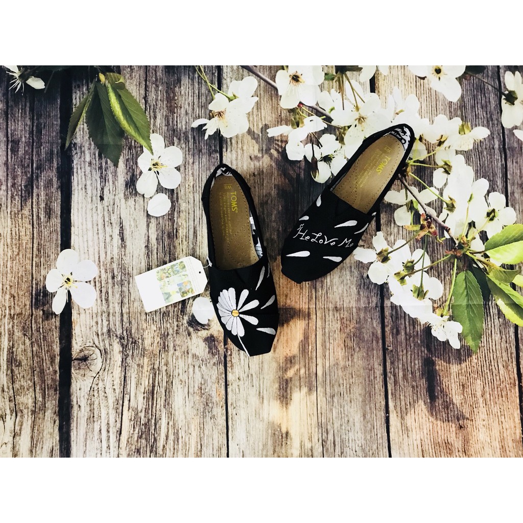 Giày toms bông hoa FLOWERS 2020 ĐEN, BLACK | BigBuy360 - bigbuy360.vn